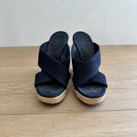 Tory Burch Navy Espadrille Wedges 6.5 - Picture 2 of 6